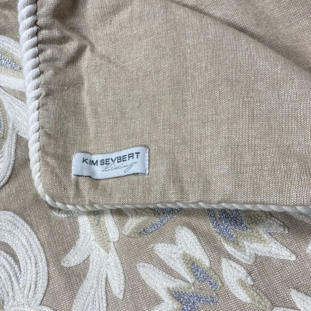 Kim Seybert Living Pair of Luxury Shams Pillowcases Embroidered Euro 26 Cotton